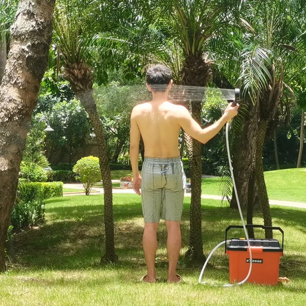 Portable Electric Pressure Outdoor Shower - 6.6 Gallon Camping Shower for Surfing, Diving, Fishing, Road Trips & Pet Washing | Car-Powered Water Pump for Beach, RV & Outdoor Adventures
