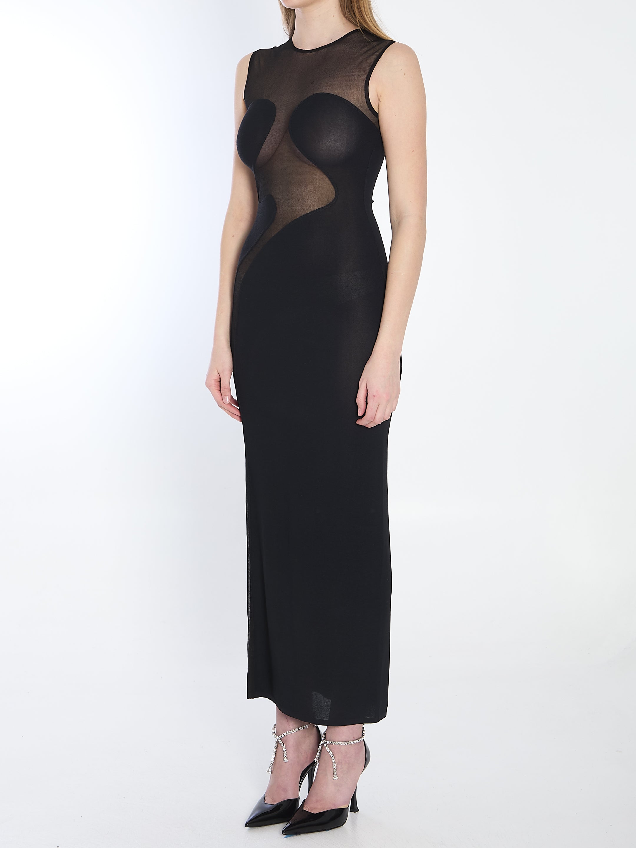 Alaia Knit Molded Midi Dress - Women's Elegant Bodycon Party Dress for Evening Events & Special Occasions