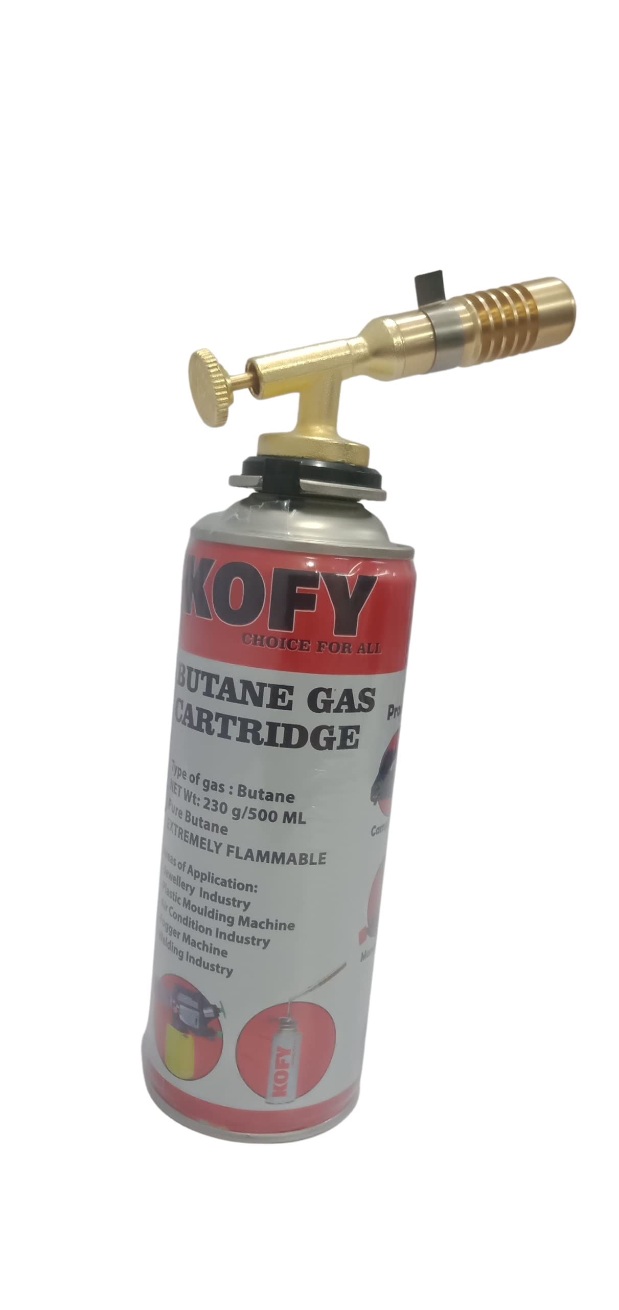 Kofy High Power Dual Flame Torch Gun with Adjustable Flame & 500ml Butane Gas Refill - Perfect for Cooking, Soldering, Jewelry Making and DIY Projects
