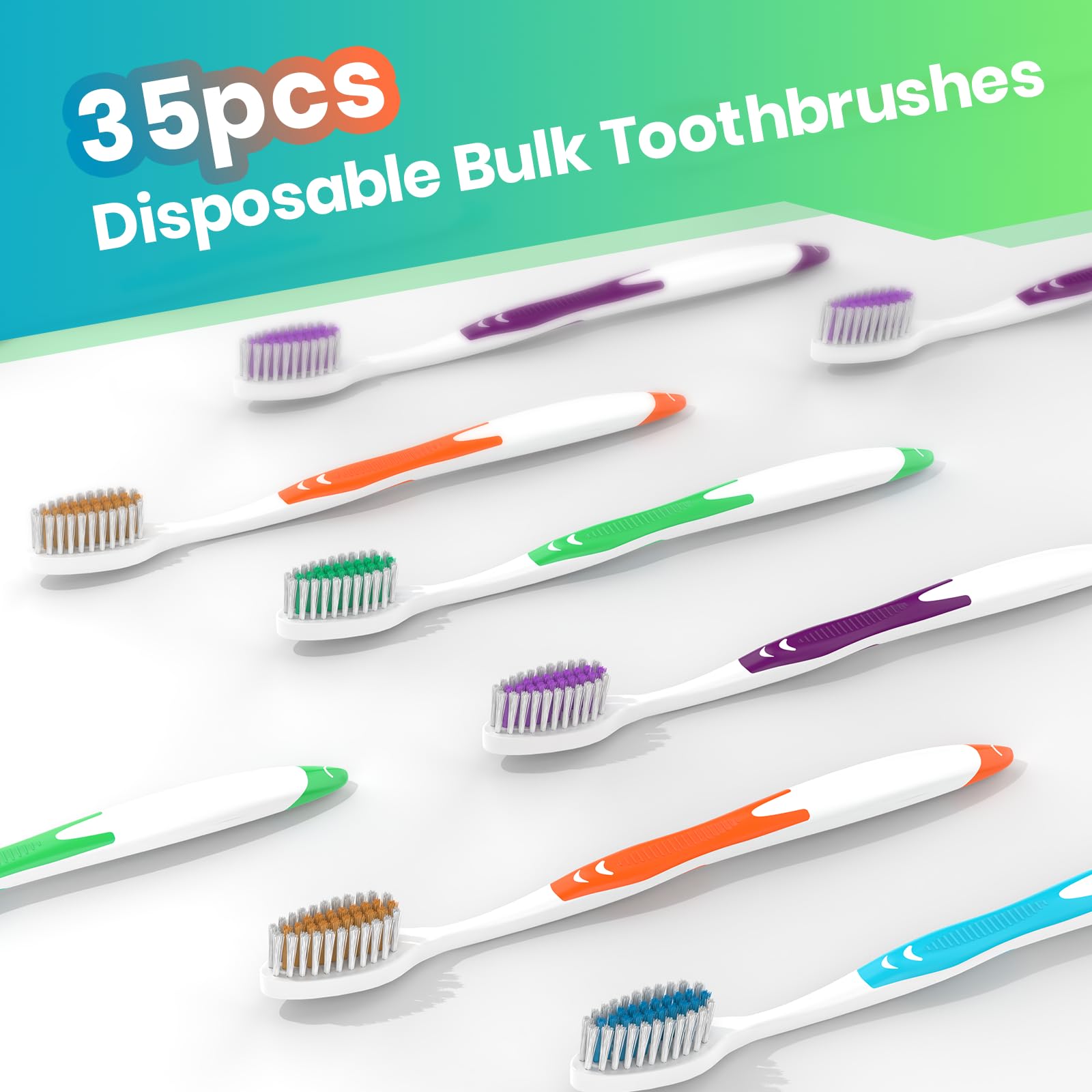 35 Pack Bulk Toothbrushes - Individually Wrapped Soft Bristle Toothbrushes for Adults & Kids | Travel, Hotel, Emergency & Donation Supplies | Disposable Dental Care Essentials for Home, School & Office Use