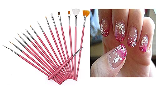 15 Pcs Professional Nail Art Brush Set - UV & Acrylic Nail Design Painting Tools Kit with Polish Brushes for Salon & Home Manicure - Perfect for DIY Nail Art, Gel Polish Application & Nail Extension Designs