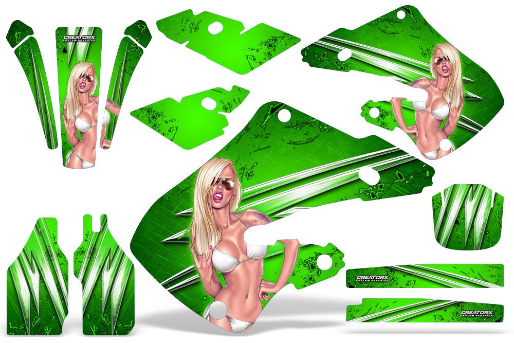 Honda CR125 98-98 CR250 97-99 Full Graphics Kit Decals Stickers - You Rock Green Design | Dirt Bike Customization & Off-Road Racing Accessories