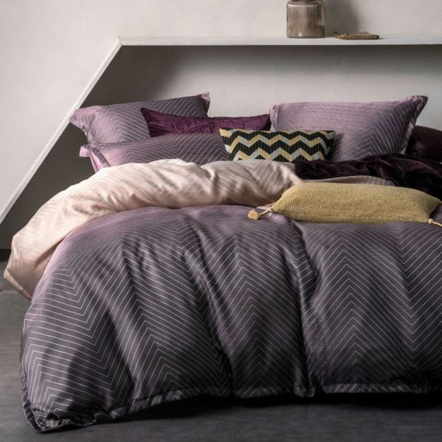Linen House Filament Plum Quilt Cover Set - Soft & Breathable Queen Size Bedding for Cozy Bedroom Decor