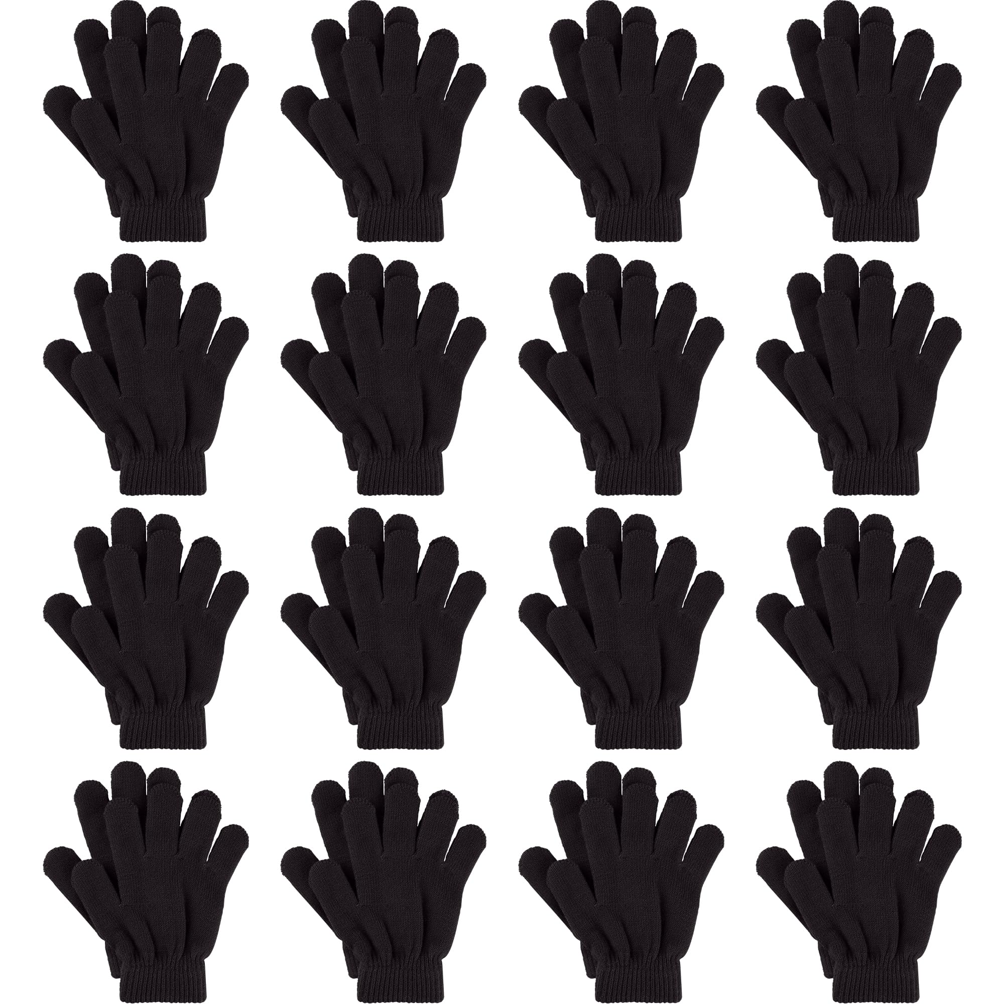Glooarm 16 Pairs Kids Winter Gloves - Warm Knit Magic Gloves for Boys & Girls, Bulk Pack for Cold Weather & Outdoor Activities | Perfect for Snow Play, School, and Daily Winter Use