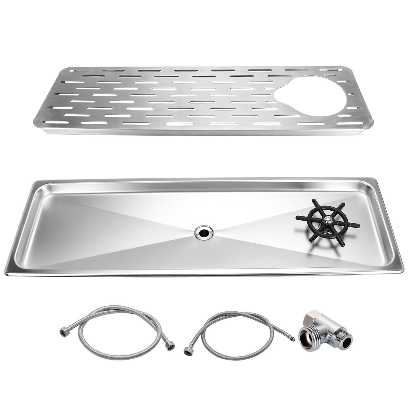 Stainless Steel Commercial Glass Pitcher Rinser - Extra Large Countertop Bar Sink (25.59 x 8.43 x 1.18 Inches) - Perfect for Bars, Restaurants & Home Bartending