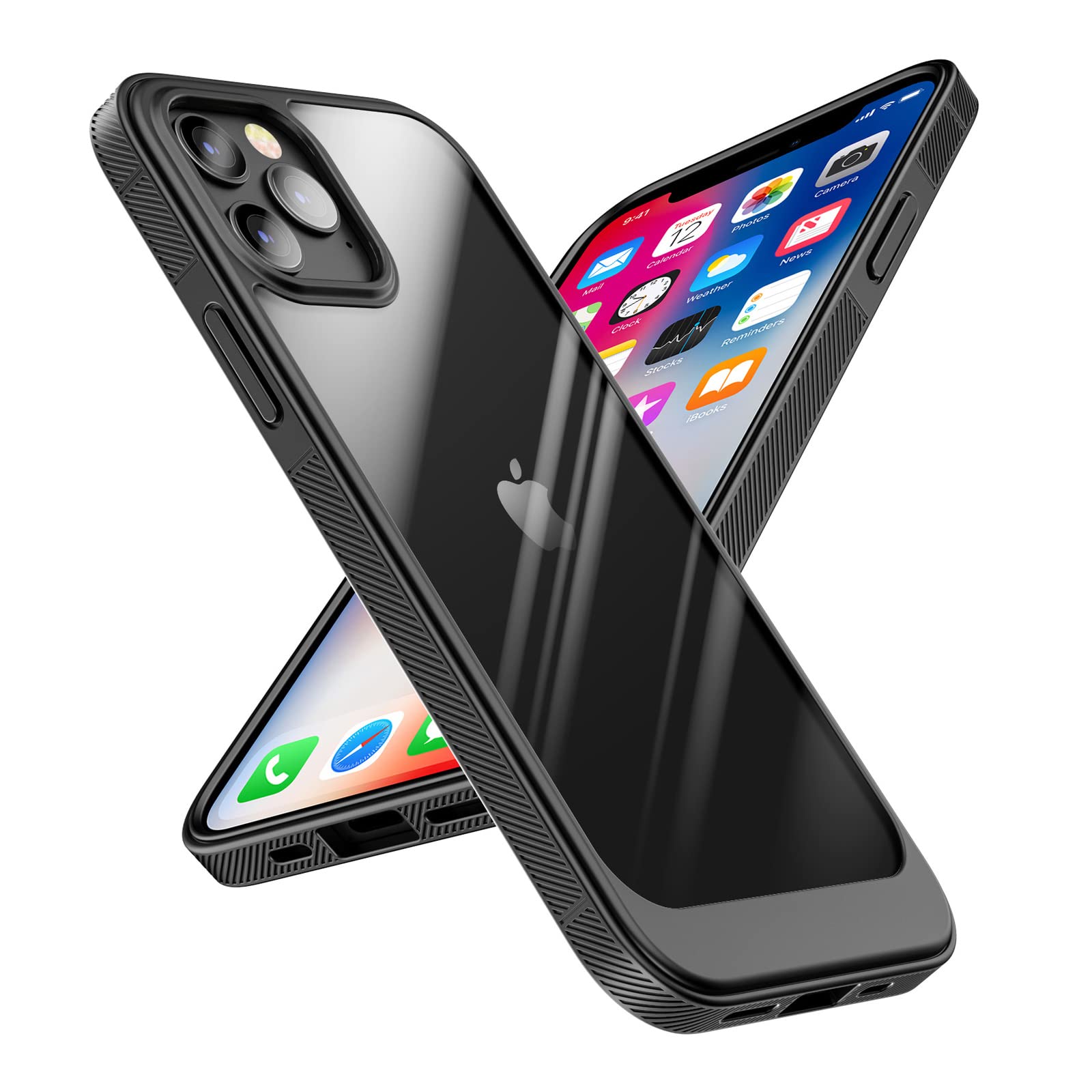 YAOC Compatible for iPhone 13 Case - Clear Soft Protective Cover with Military Grade Drop Protection | Shockproof Slim Design for iPhone 13 (Black) | Perfect for Outdoor Activities, Work & Daily Use