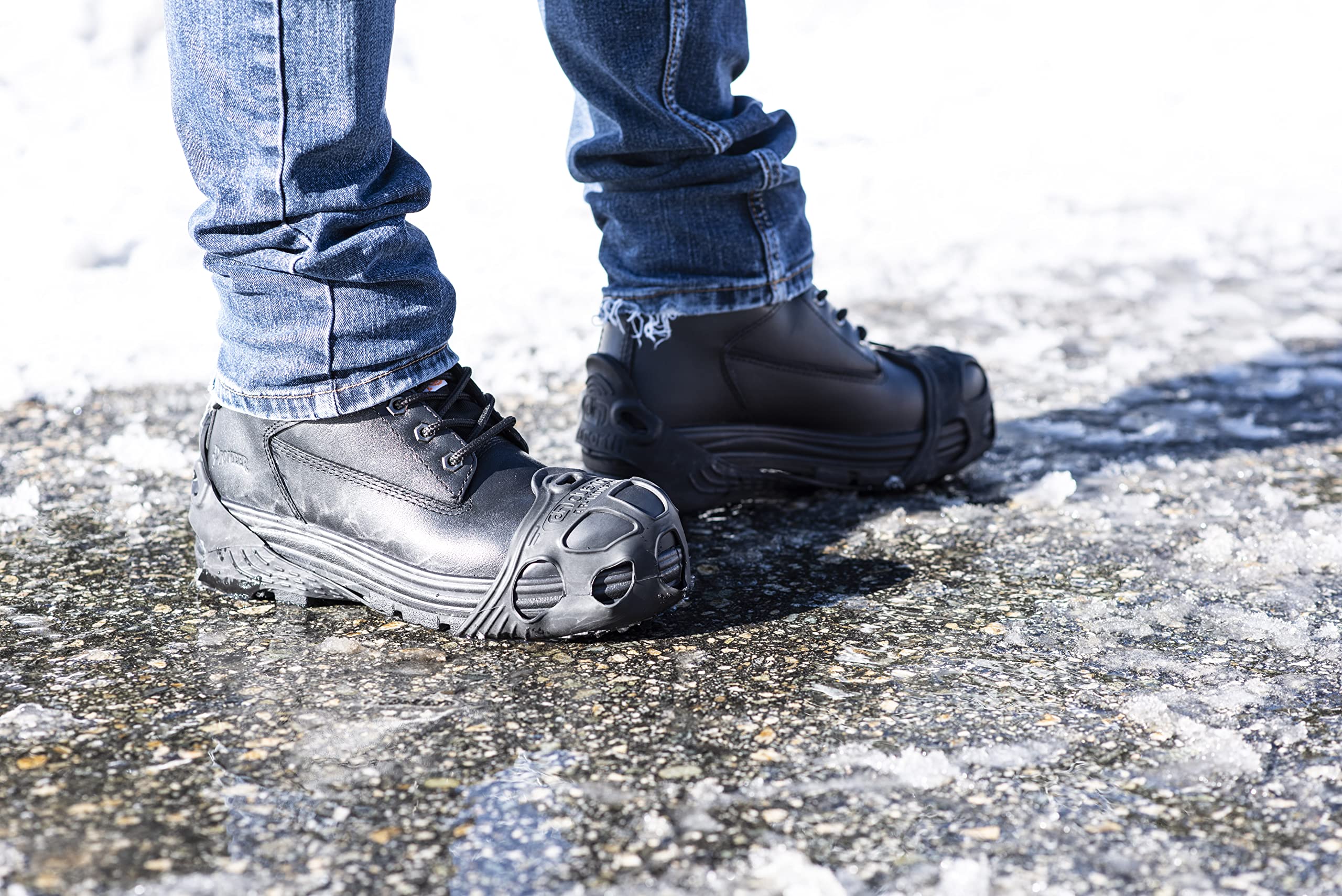 All-Purpose Industrial Ice Cleats for Men & Women - 16-Spike Traction Aids for Walking & Working on Snow & Ice - Perfect for Construction, Mail Delivery & Winter Hiking