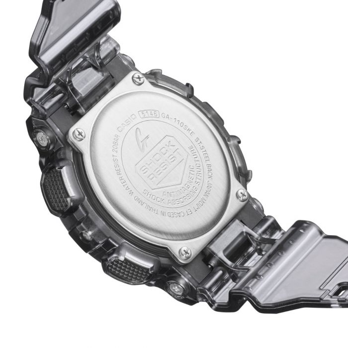 G Shock GA110SKE-8A Transparent Black Digital Sport Watch for Men - Durable Military Style Timepiece for Outdoor, Work & Everyday Use