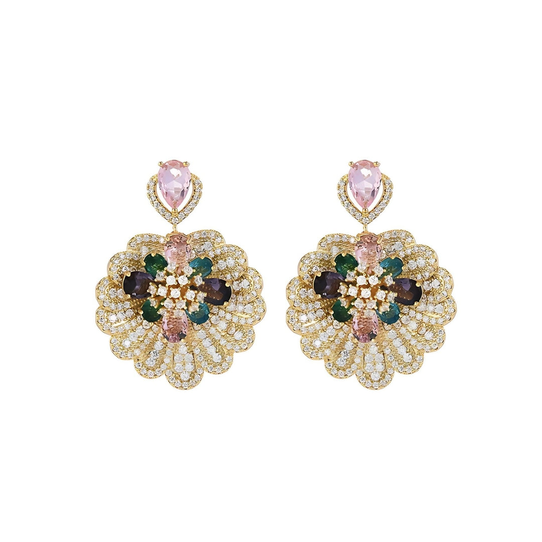 Luxury Boho Fan-Shaped Shell Flower Drop Earrings for Women | HE8640 | Perfect for Beach Weddings, Summer Parties & Boho Fashion Accessories