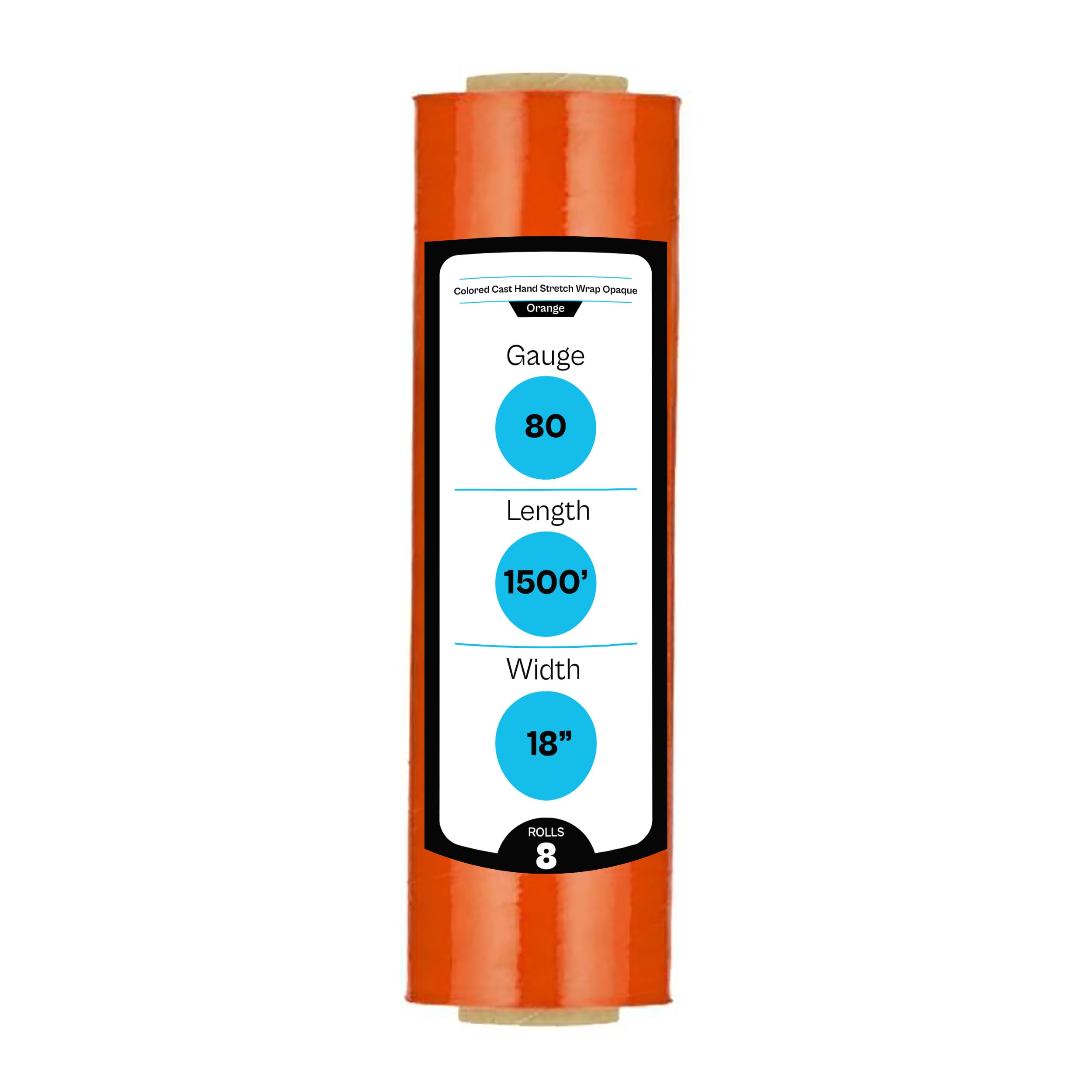 Orange Stretch Wrap for Moving - 8 Pack of 18 Inch x 1500 Feet Heavy Duty Moving Supplies | 80 Gauge High Cling Plastic Wrap for Furniture, Boxes & Storage | Secure Packing Film for Home Moves, Shipping & Warehouse Use