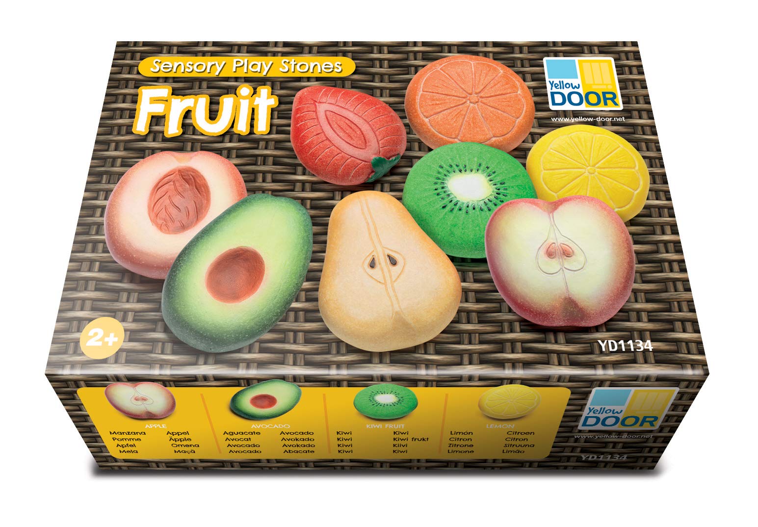 Yellow Door Fruit Sensory Play Stones - Set of 8 Educational Toys for Toddlers - Perfect for Montessori Learning, Sensory Bins & Early Childhood Development Activities