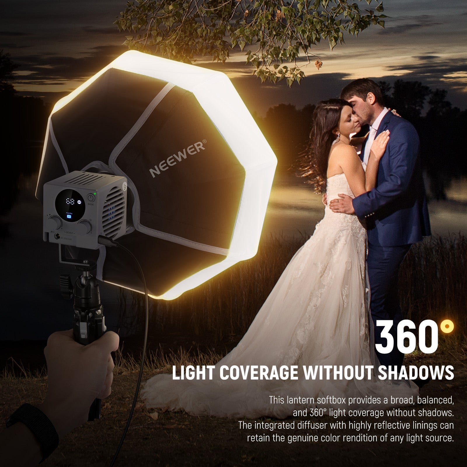 NEEWER NS7L 12/30cm Lantern Softbox for HS60B LED Video Light - Professional Photography Lighting Diffuser for Studio, YouTube & Portrait Shoots