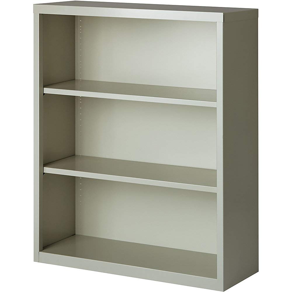 Lorell LLR41283 Fortress Series Steel Bookcase - Light Gray Office Storage Cabinet, 34.5