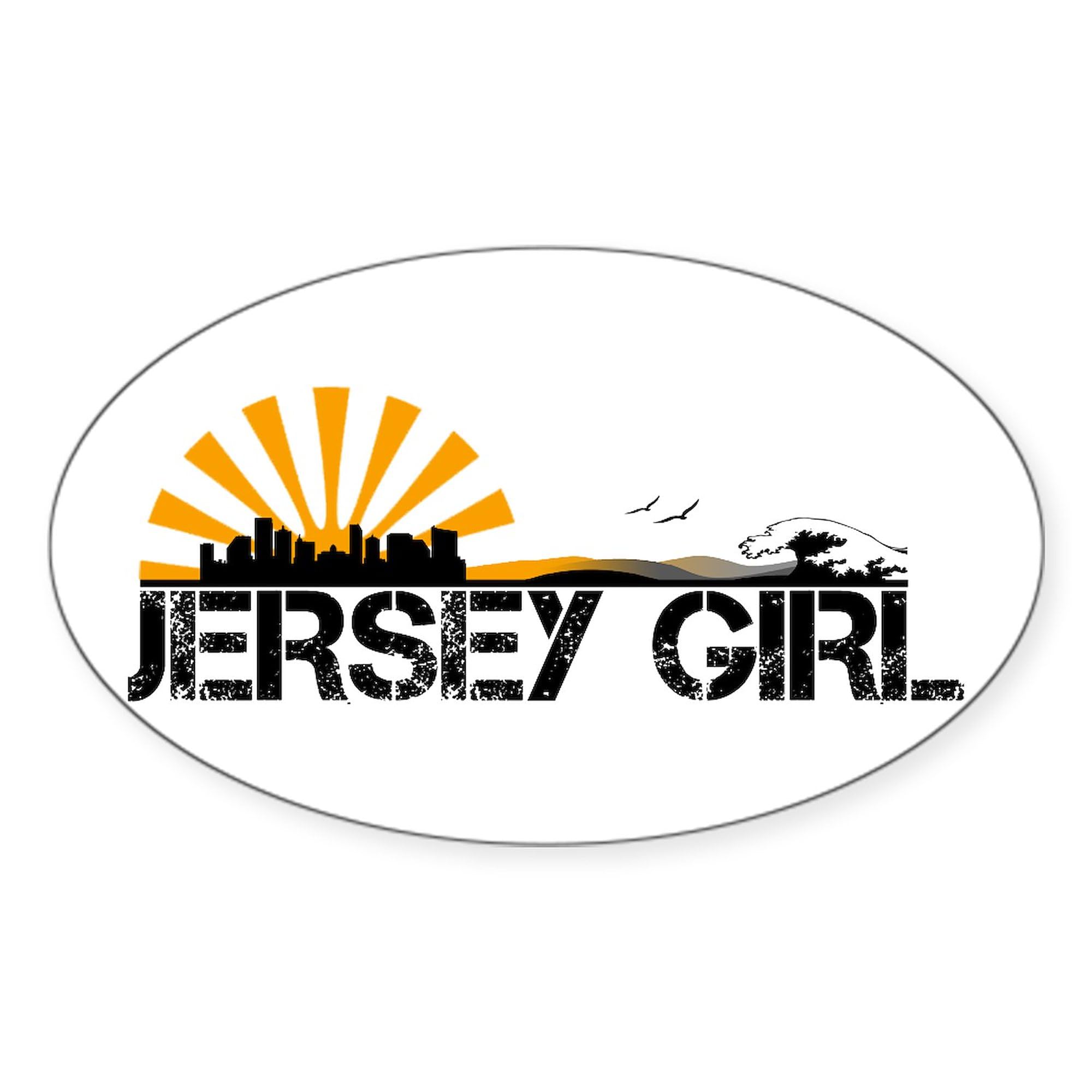 Jersey Girl Oval Car Bumper Sticker - Fun Decal for Cars & Laptops