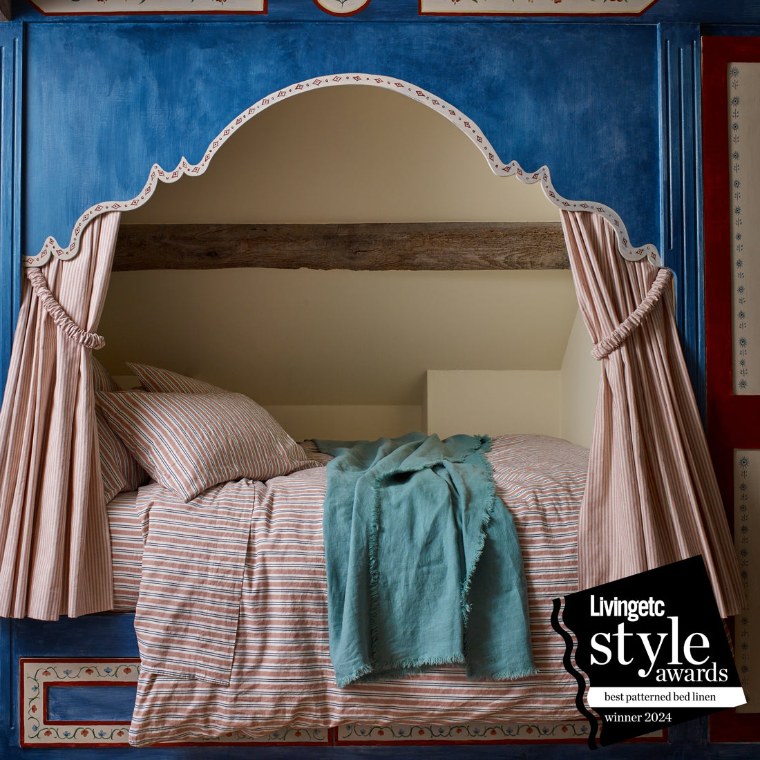 Premium Warm Clay Somerley Stripe Linen Blend Fitted Sheet - Soft & Breathable Bedding for All Seasons - Perfect for Master Bedrooms, Guest Rooms & Vacation Homes