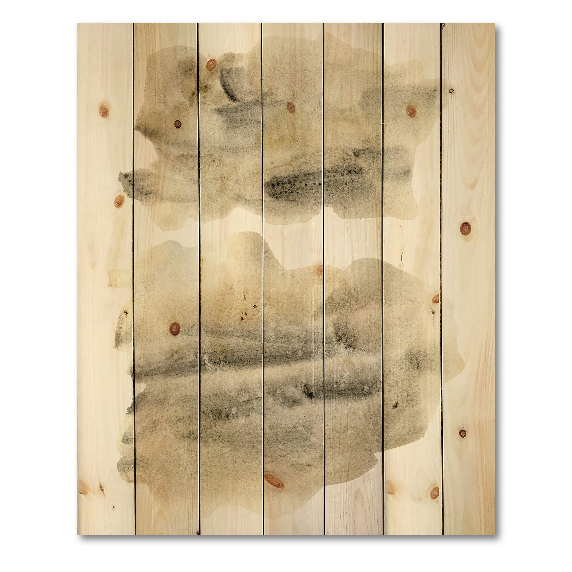 DesignQ Black and Beige Clouds Modern Wood Wall Art - Large Abstract Wooden Wall Panel Decor Printed on Natural Pine - Perfect for Living Room, Bedroom & Office Decoration