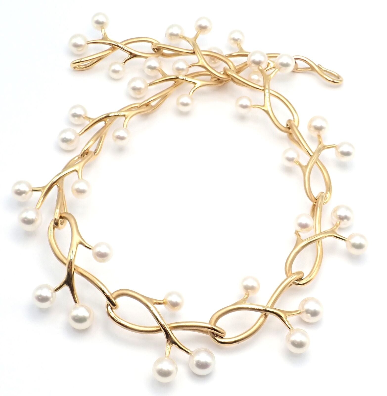Authentic Angela Cummings & Assael Thorn Sprig 18k Yellow Gold Pearl Necklace - Elegant Pearl Jewelry for Women, Perfect for Weddings, Parties & Special Occasions