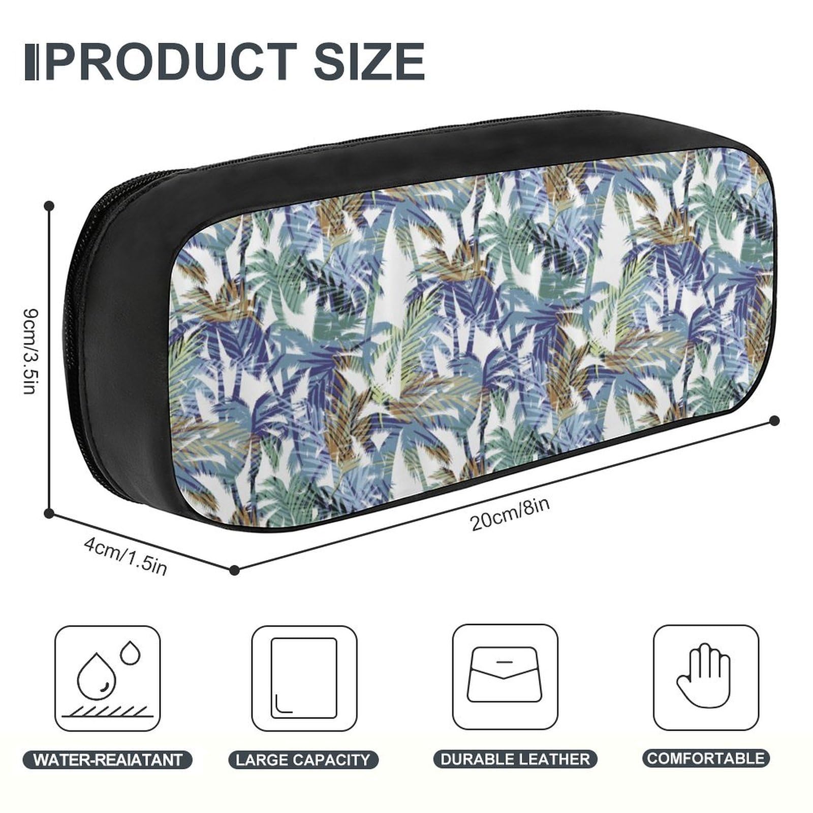 Tropical Summer Palm Print Pencil Box - Cute Large Capacity Pen Organizer Pouch for School, Office & Travel | Durable Pencil Case for Students & Professionals