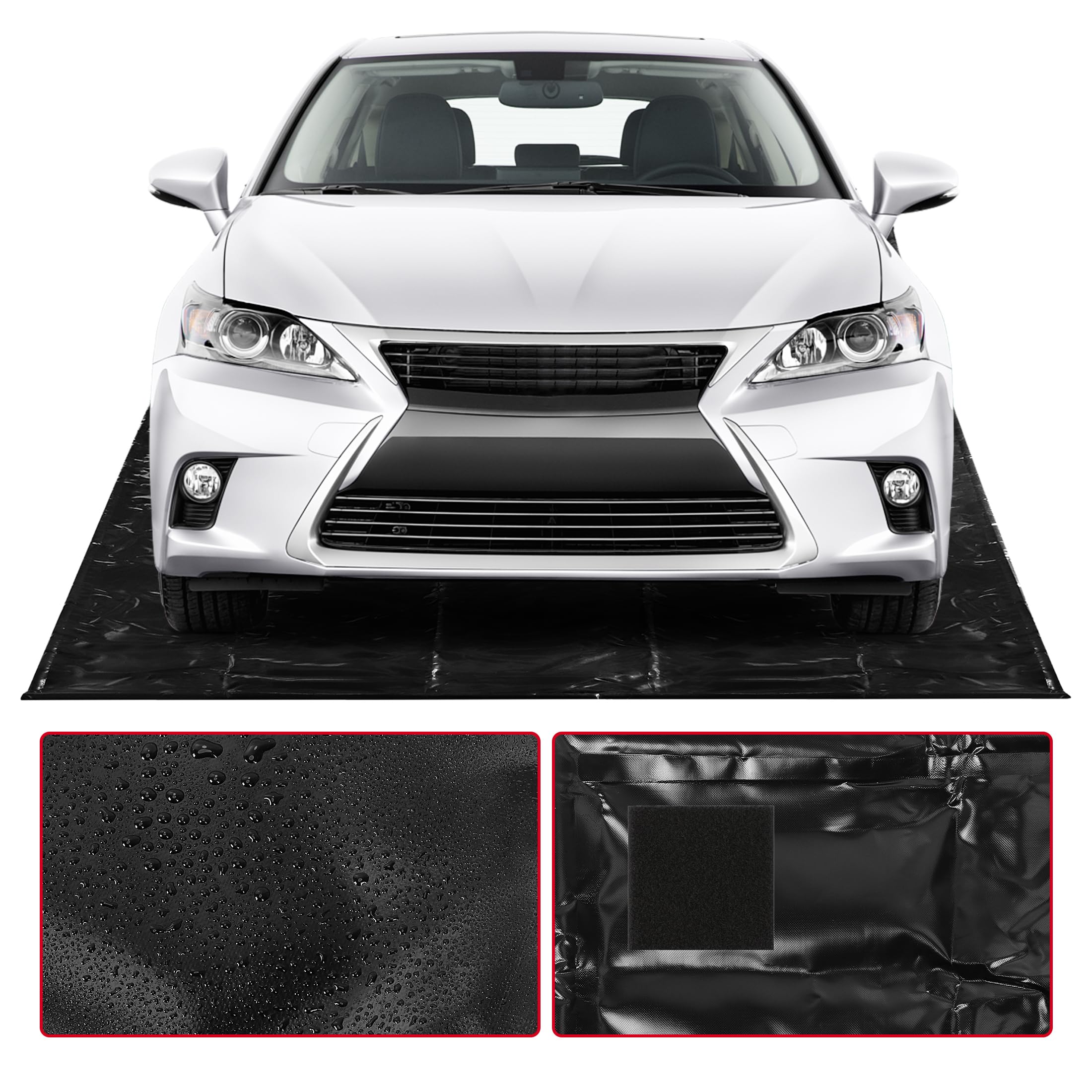 Heavy Duty Non-Slip Garage Floor Containment Mat - 7.9 x 18ft Waterproof Car Protection Mat for Sand, Snow, Rain & Mud - Ideal for Driveway, Workshop & Vehicle Maintenance Areas