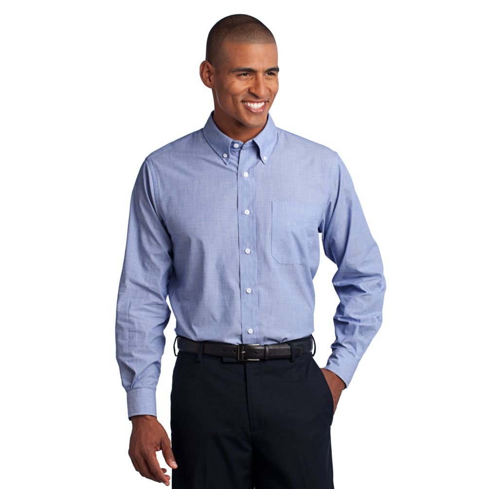Port Authority Crosshatch Easy Care Shirt - S640 Chambray Blue | Comfortable Workwear for Business Casual & Office Wear