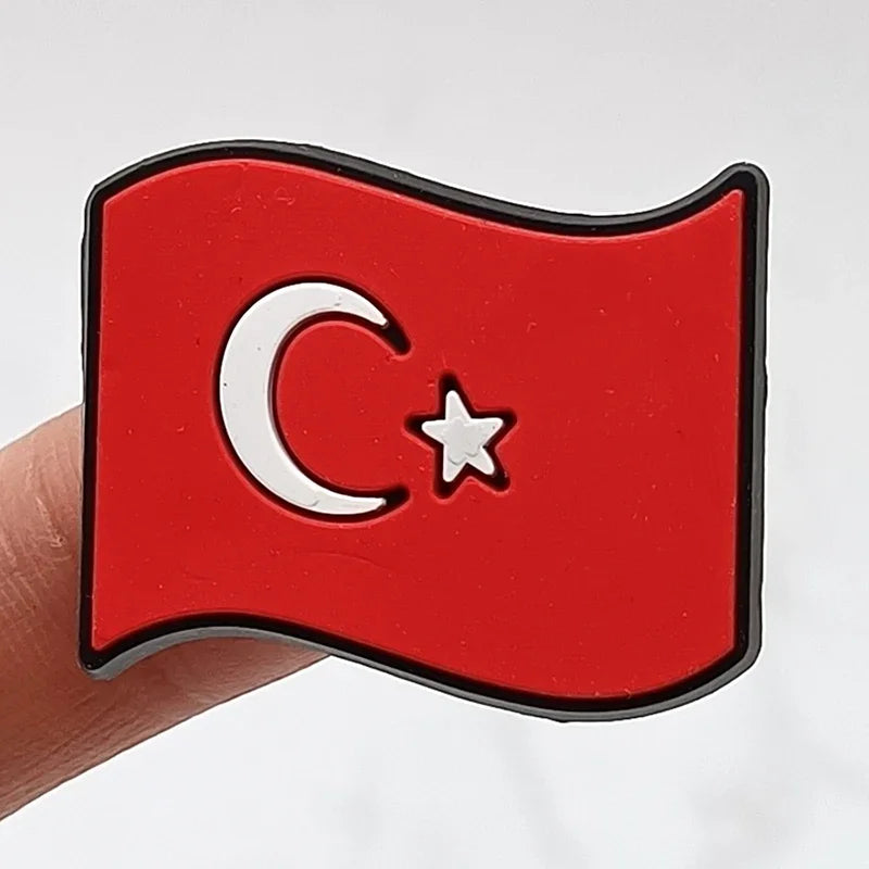 1Pcs Flag Icon PVC Shoe Charms - Decorative Sandal Accessories for Clogs & Shoes | Fun Kids Party Favors & Gift Ideas | Perfect for Beach Outfits, Summer Fashion & Costume Parties