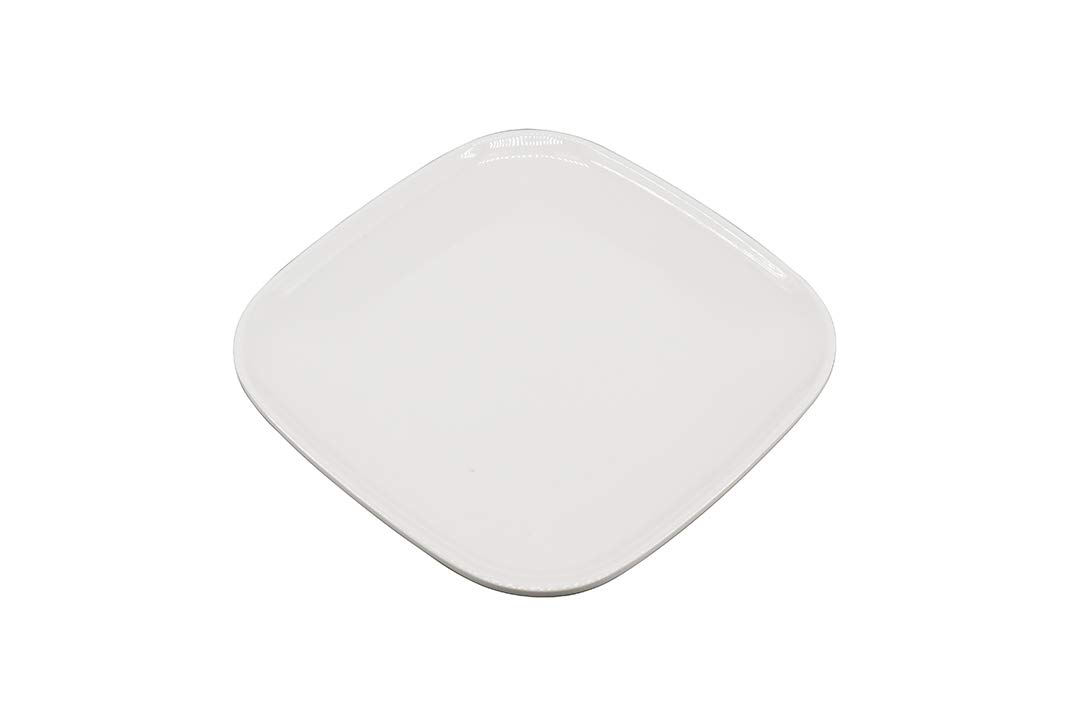 Premium Melamine Square Plates Set of 4 - Durable White Party Plates for Desserts, Salads, Snacks & Appetizers - Ideal for Restaurants, Indoor/Outdoor Dining, Picnics & Camping