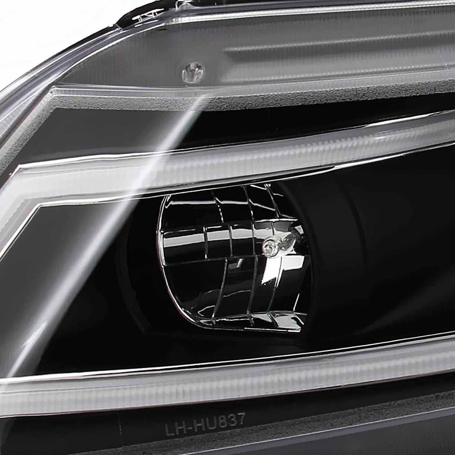 2012-2015 Honda Civic LED Projector Headlights with Halo & LED Bar - Glossy Black Housing & Smoke Lens - Upgrade for Civic Coupe/Sedan - Perfect for Night Driving & Car Customization