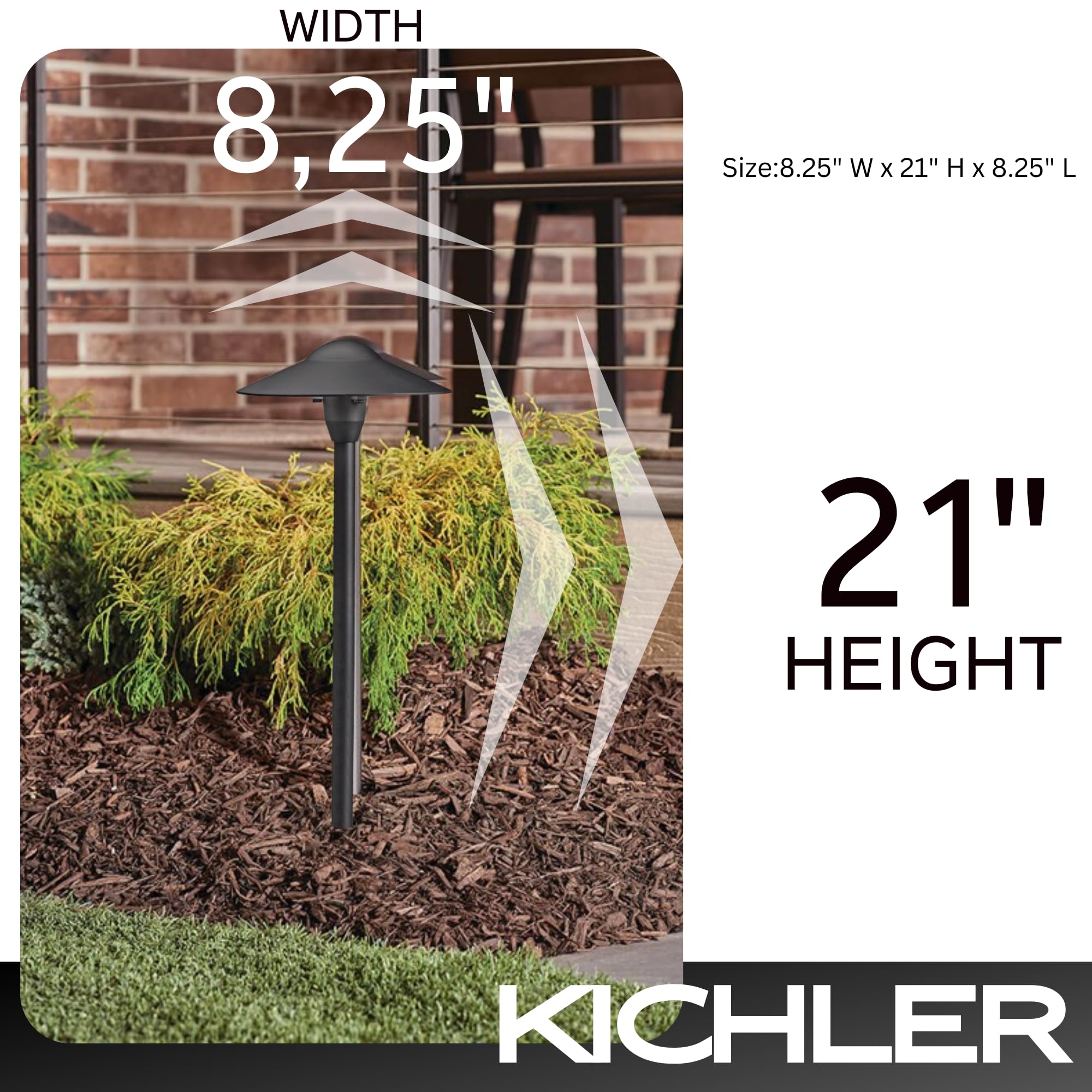 Kicher 12V Landscape Path Lighting Fixture - 4 Pack, 16.25W T5 Wedge Base, Textured Black (8.25