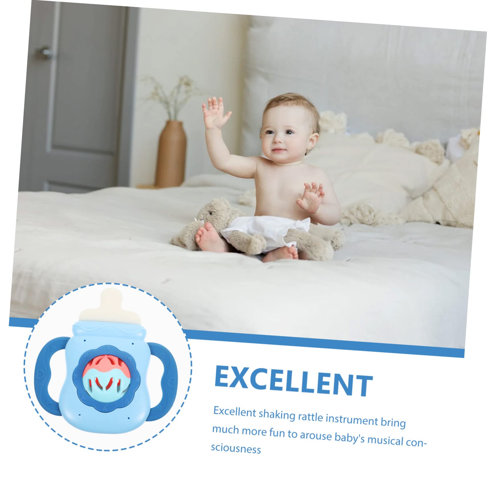 VICASKY Simulated Baby Bottle Rattle Toy - Blue ABS Sensory Toy for Infants & Toddlers - Perfect for Early Learning, Teething Relief & Playtime Fun