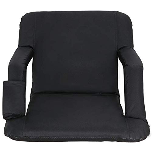 Saturnpower Portable Stadium Seat with Back Support & Cushion - Lightweight Folding Stand Chair for Grandstands, Playgrounds, Sports Courts (Black) | Perfect for Football Games, Concerts, Outdoor Events & Picnics