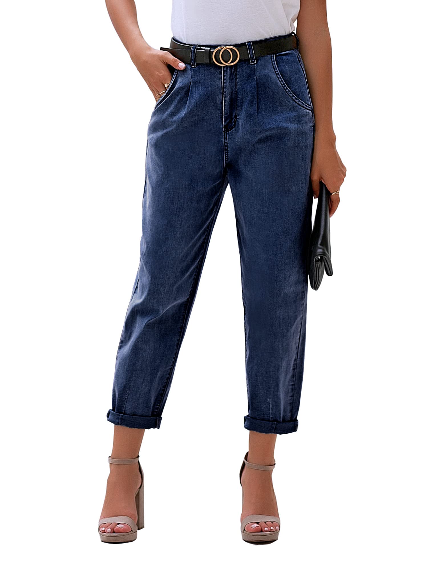 Luvamia High Waisted Mom Jeans for Women - Trendy Stretchy Loose Fit Denim Pants | Casual Everyday Wear & Street Style Outfits