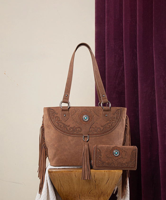 Montana West Cut Out Fringe Concealed Carry Tote Bag Set - Stylish & Functional Purse for Women, Perfect for Everyday Use, Travel, and Concealed Carry
