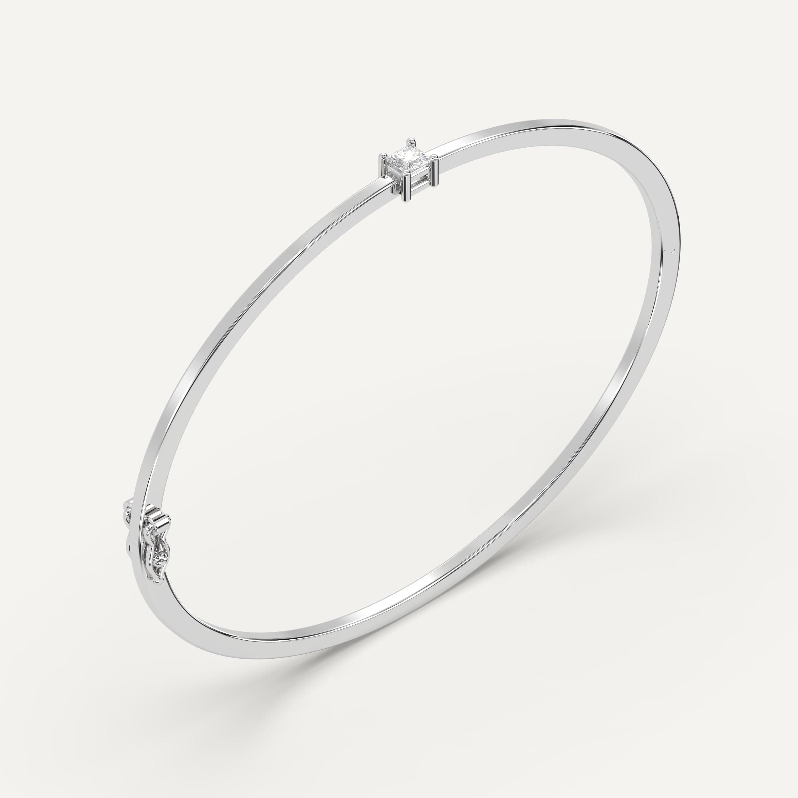 1/4 Carat Princess Cut Diamond Solitaire Bangle Bracelet for Women - Elegant & Dainty Jewelry Gift for Anniversary, Wedding, or Special Occasions