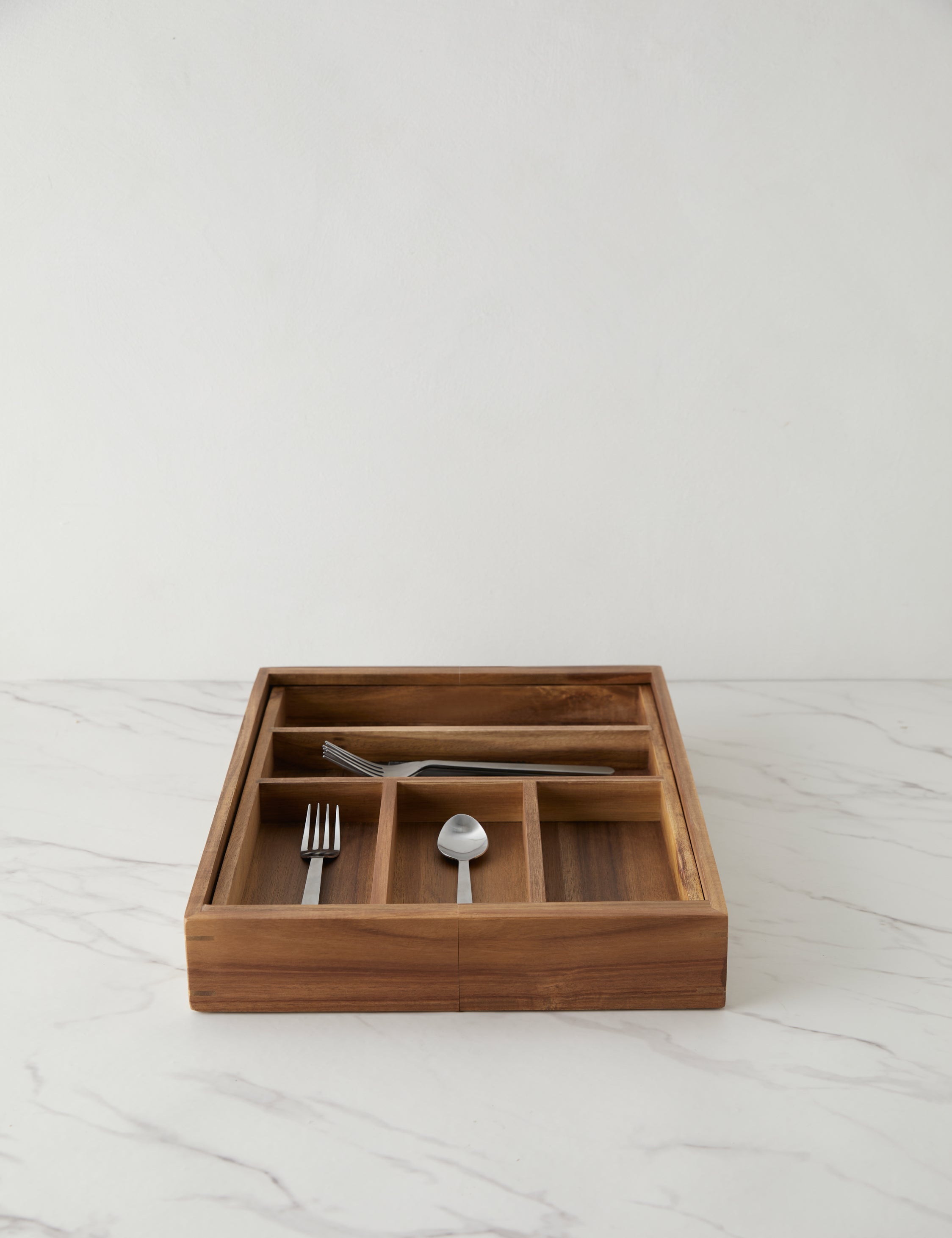 NEAT Method Acacia Wood Expandable Drawer Organizer - Adjustable Kitchen & Bathroom Storage Solution for Utensils, Makeup & Office Supplies