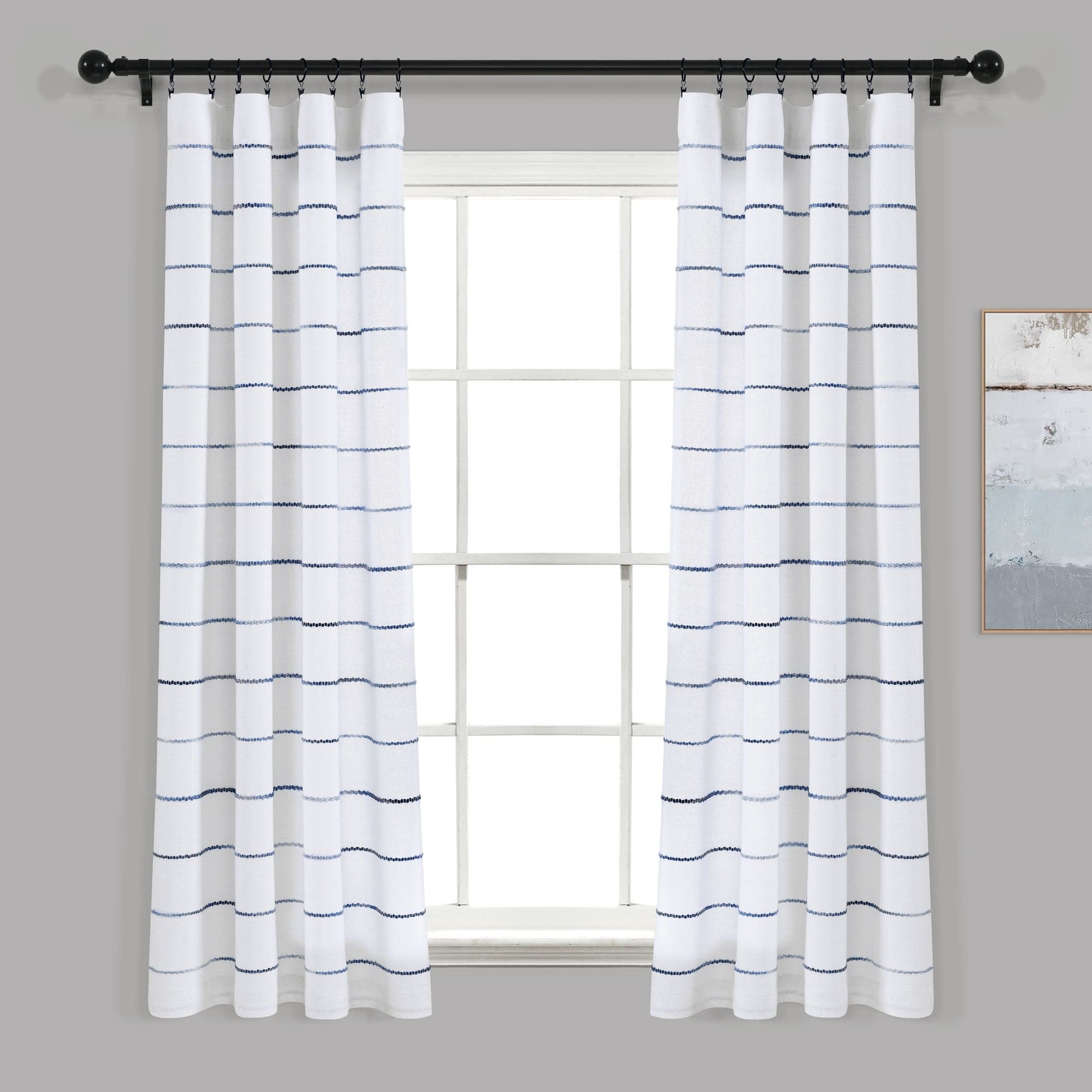 Ombre Stripe Yarn Dyed Recycled Cotton Blend Window Curtain Panel Set - Eco-Friendly Home Decor for Living Room & Bedroom