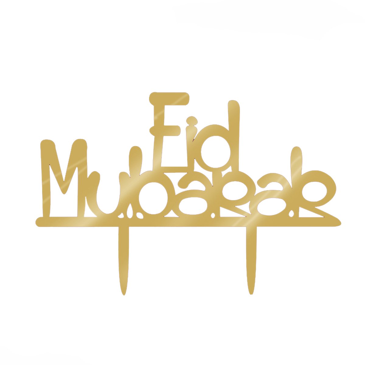 Bestoyard Acrylic Mirror Golden Cupcake Toppers - Eid Mubarak, Birthday, Wedding Party Decorations - Food Picks for Desserts, Cakes & Celebrations (Golden)