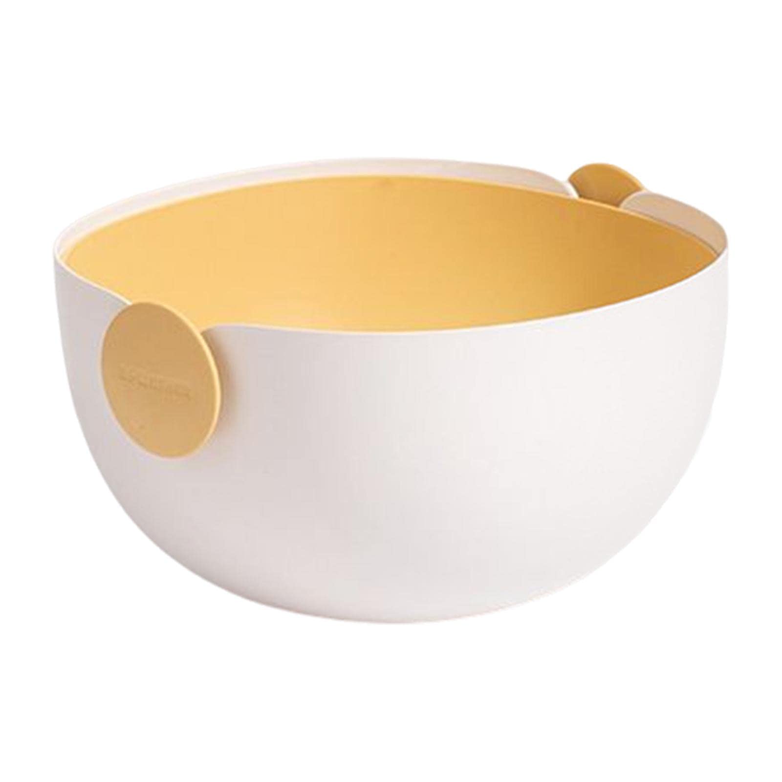MagiDeal 2-Layer Kitchen Colander & Strainer Basket - Durable Plastic Washing Bowl for Fruits, Vegetables, Pasta - Yellow (Perfect for Meal Prep, Salad Draining & Kitchen Cleaning)
