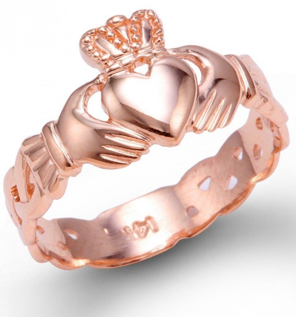 14k Rose Gold Claddagh Ring for Women with Trinity Band - Elegant Irish Jewelry Gift for Her, Perfect for Weddings, Anniversaries & St. Patrick's Day