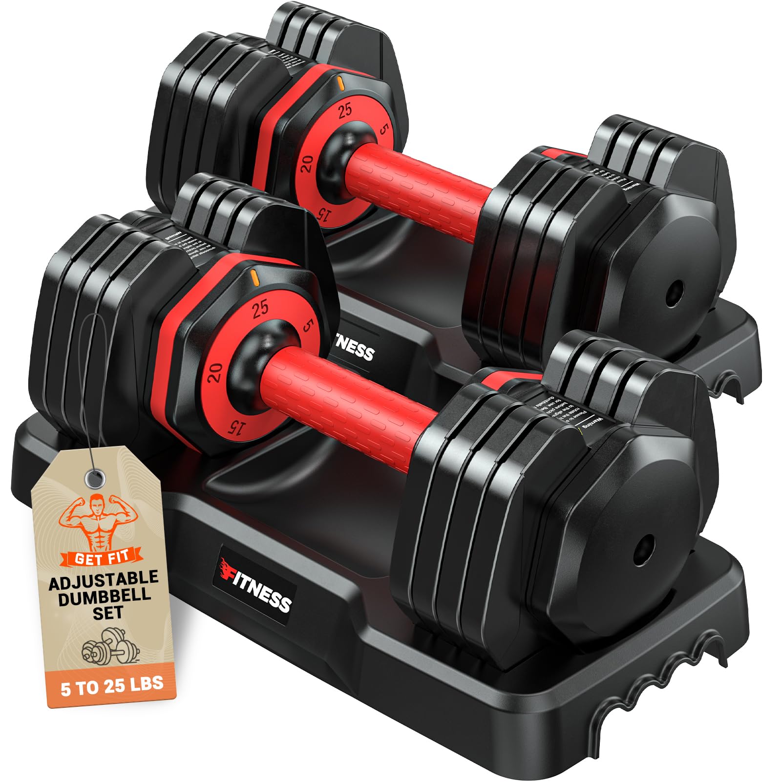 Adjustable Dumbbells Set of 2 - 5-in-1 Quick Change Weight System with Anti-Slip Grip for Home Workouts - Perfect for Men & Women Strength Training, HIIT, and Full-Body Exercises