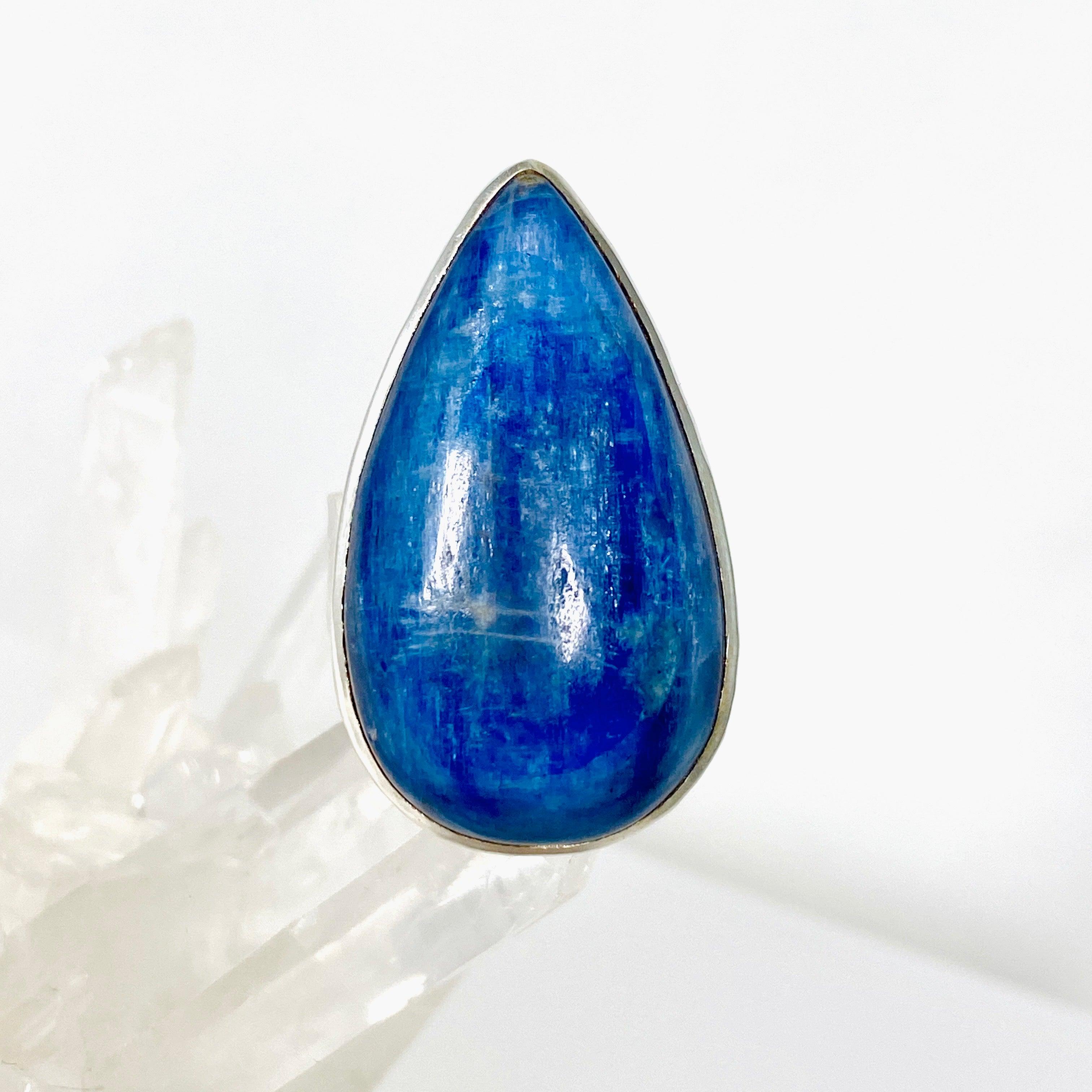 Kyanite Teardrop Beaten Band Ring Size 8 KRGJ2700 - Elegant Handmade Jewelry for Women, Perfect for Weddings, Parties & Everyday Wear