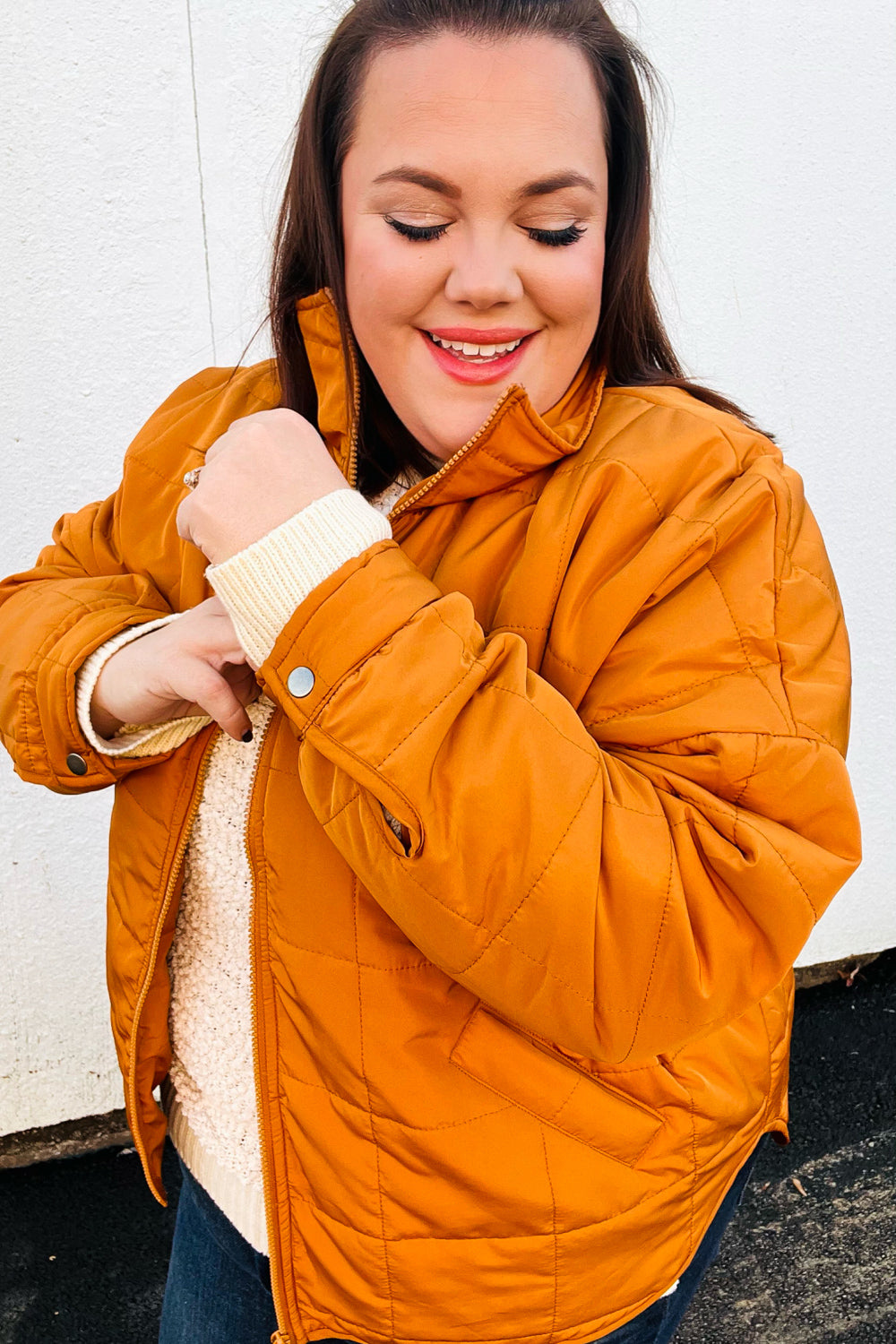 Butterscotch Quilted Puffer Jacket for Women - Warm Winter Coat with Stand Collar | Stylish Outerwear for Cold Weather, Outdoor Activities & Daily Commute