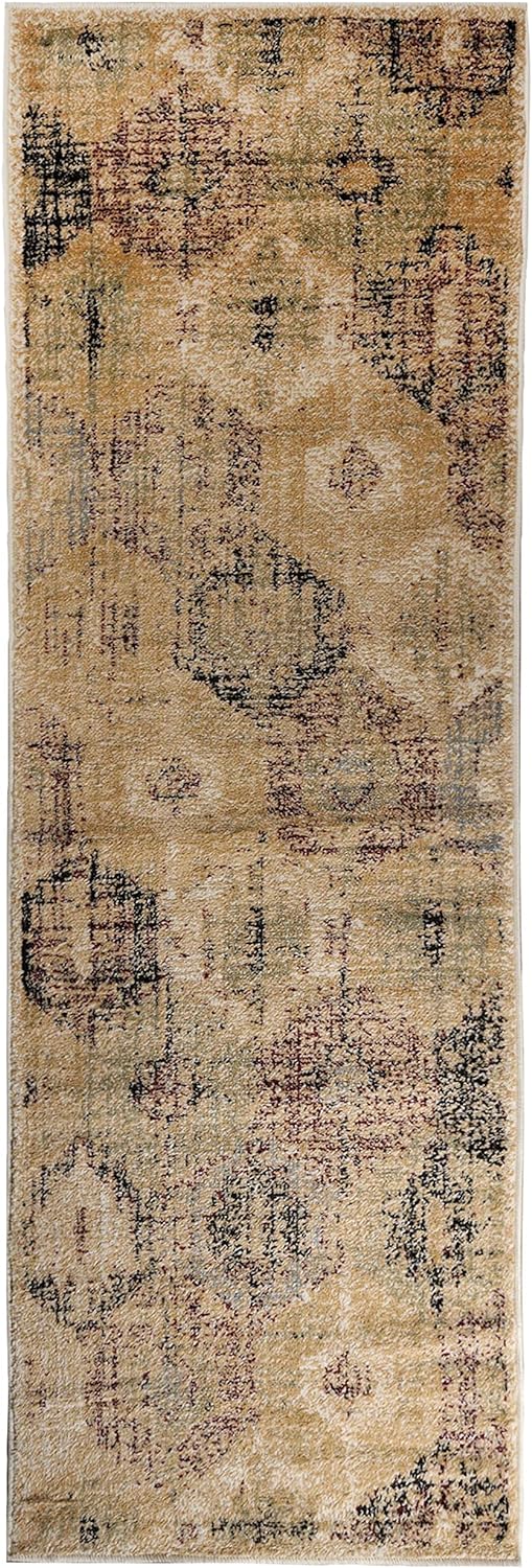 Arabella Geometric Distressed Diamonds Indoor Area Rug - Soft Bohemian Style Carpet for Living Room, Bedroom, Nursery & Home Decor