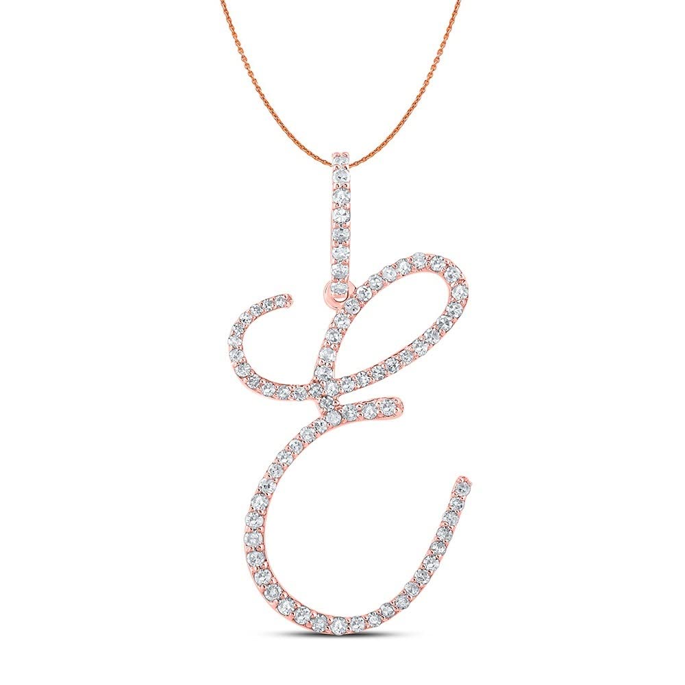10K Rose Gold Diamond Initial Necklace A to Z - Personalized Women's Jewelry with 18