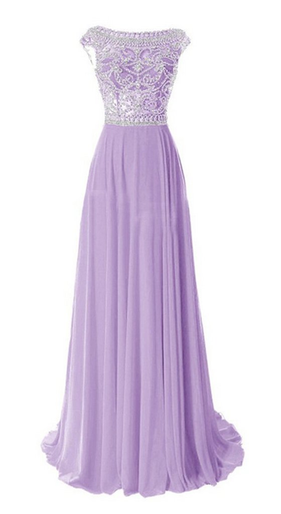 Emmani Women's Luxury Beaded Bling Long Formal Evening Dress Party Gown - Lilac Size 12 | Perfect for Prom, Gala, Wedding Guest & Black Tie Events