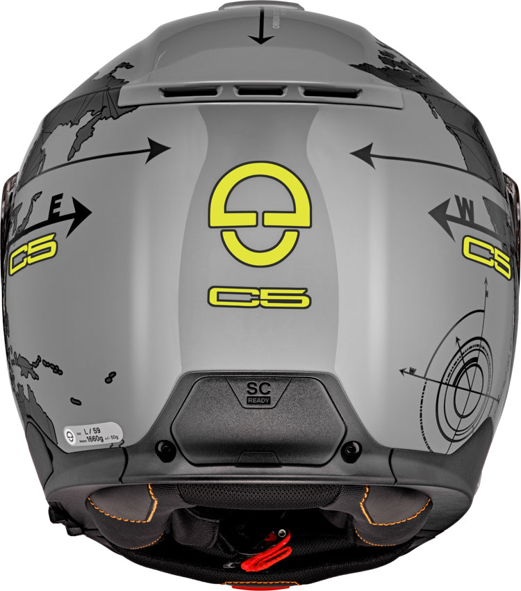 Schuberth C5 Globe Grey Motorcycle Helmet - Premium DOT Certified Full Face Helmet for Men & Women - Ideal for Touring, Commuting, and Long-Distance Riding