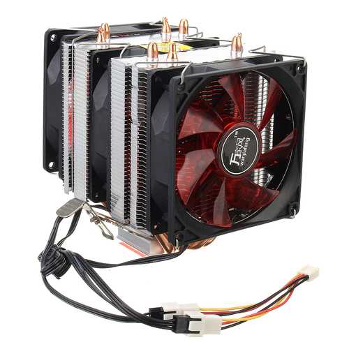 4 Heat Pipes Red LED CPU Cooler Fan with 120mm PWM Fan - Efficient Heat Sink for AMD AM2/AM2+/AM3 & Intel LGA 1156 - Perfect for Gaming PCs and High-Performance Workstations