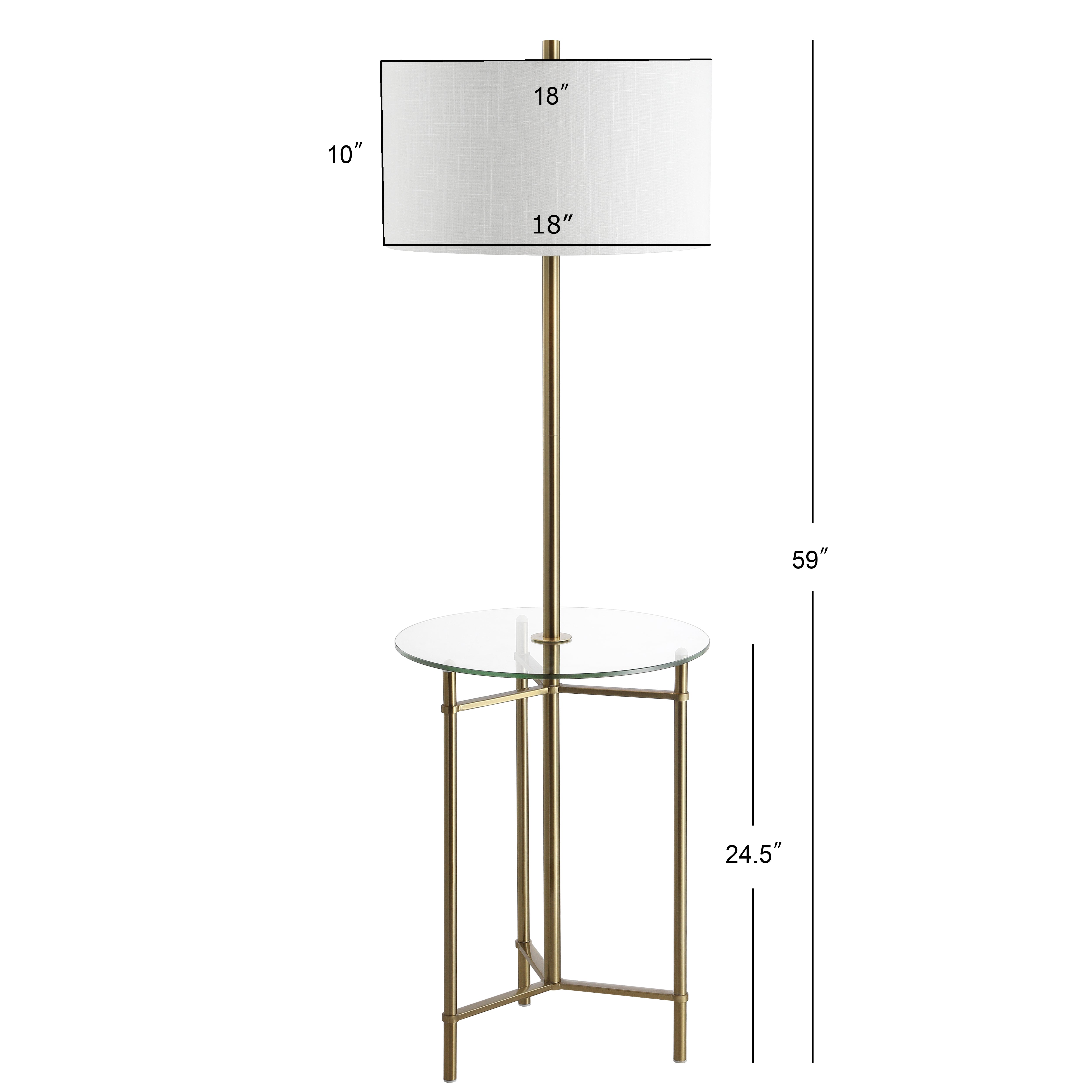 Charles 59 Modern LED Side Table with Floor Lamp - Metal/Glass End Table with Adjustable Lighting for Living Room, Bedroom & Office Decor