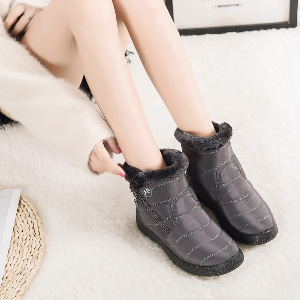Women's Winter Snow Boots - Waterproof Fur Lined Ankle Booties with Slip-On Design for Outdoor Activities | Warm & Cozy for Snowy Days, Hiking, and Casual Wear