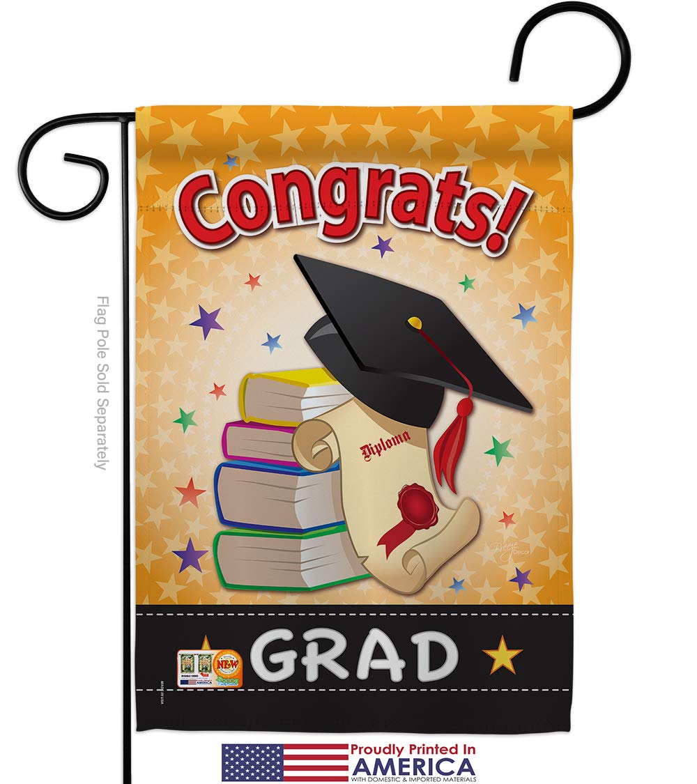 Graduation Garden Flag - Congrats Grad Decor for Yard & Home - USA Made
