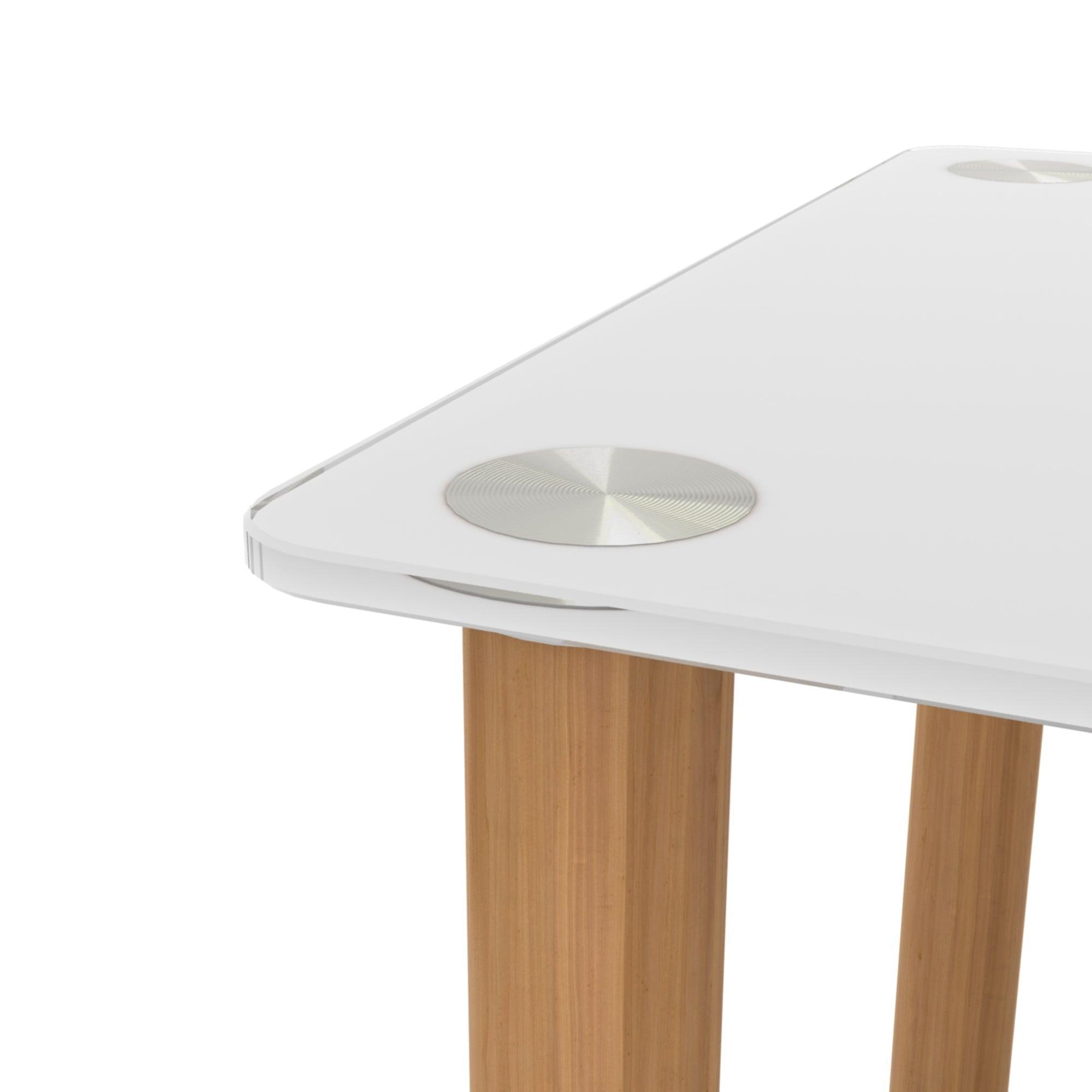 Modern 2-Tier White & Oak Side Table with Storage Shelf - End Table, Nightstand, Sofa Table for Living Room, Bedroom, Office - Space Saving Furniture for Small Spaces